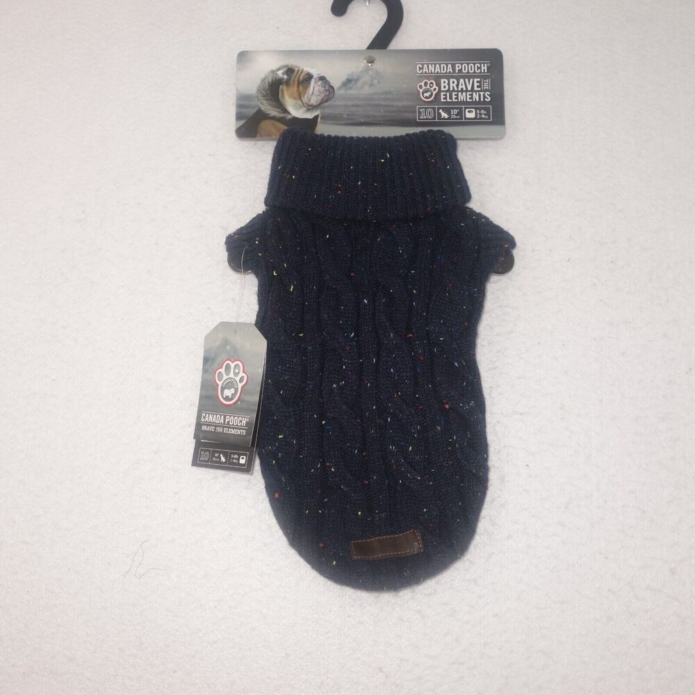 NEW Canada Pooch Brave the Elements Cambridge Cableknit Sweater Blue 10" 5-8lbs